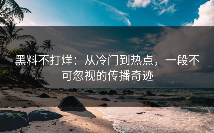 黑料不打烊：从冷门到热点，一段不可忽视的传播奇迹  第1张