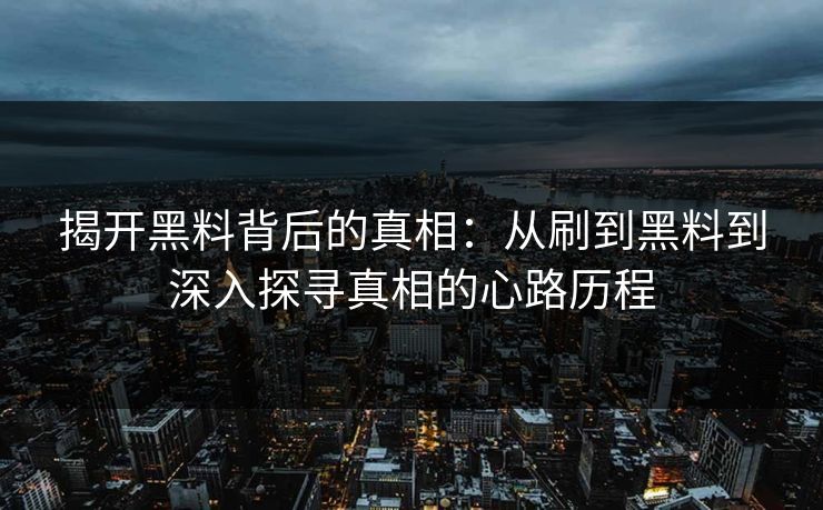 揭开黑料背后的真相：从刷到黑料到深入探寻真相的心路历程