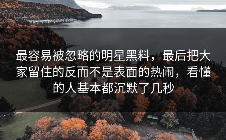 最容易被忽略的明星黑料，最后把大家留住的反而不是表面的热闹，看懂的人基本都沉默了几秒