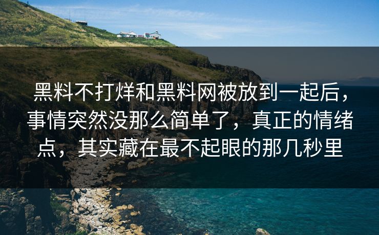 黑料不打烊和黑料网被放到一起后，事情突然没那么简单了，真正的情绪点，其实藏在最不起眼的那几秒里