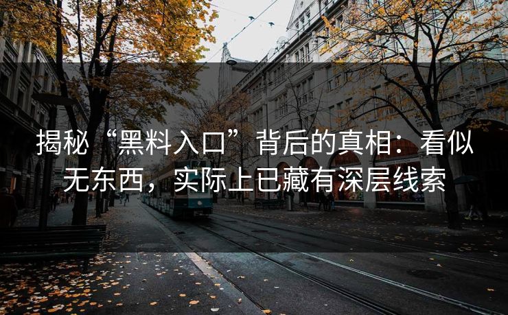 揭秘“黑料入口”背后的真相：看似无东西，实际上已藏有深层线索