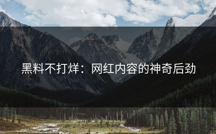 黑料不打烊：网红内容的神奇后劲  第1张