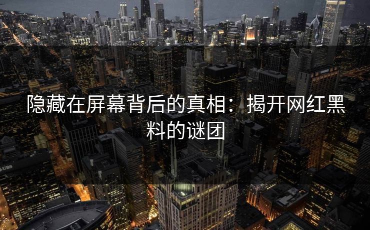 隐藏在屏幕背后的真相：揭开网红黑料的谜团  第1张