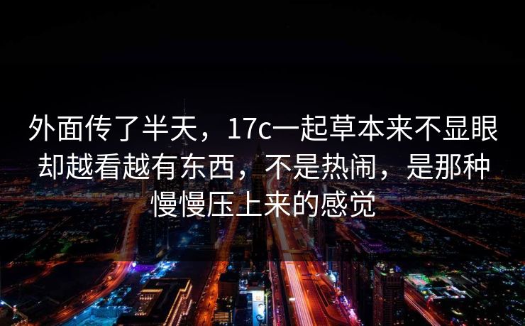外面传了半天，17c一起草本来不显眼却越看越有东西，不是热闹，是那种慢慢压上来的感觉  第1张