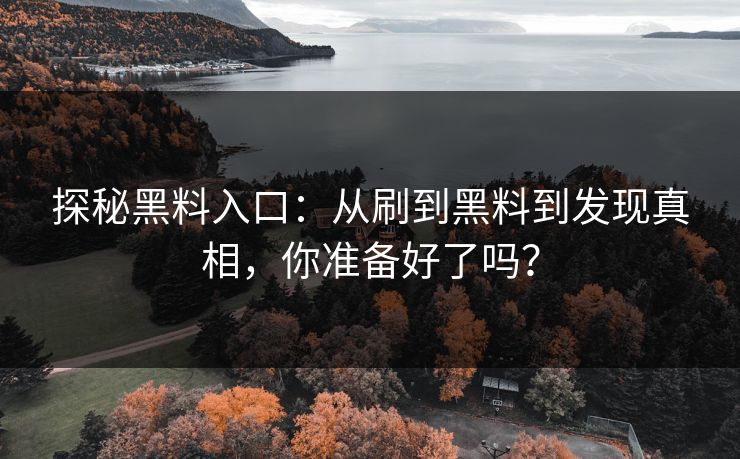 探秘黑料入口:从刷到黑料到发现真相,你准备好了吗? 探秘黑料入口:从刷到黑料到发现真相,你准备好了吗?